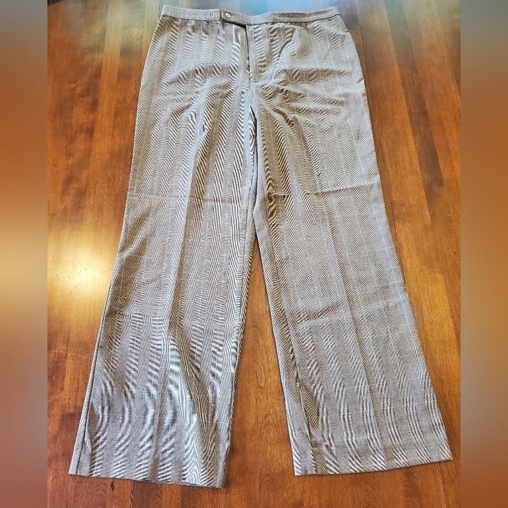 Vintage White‎ Stag wide leg stretch plaid dress pants trousers woman's size 16